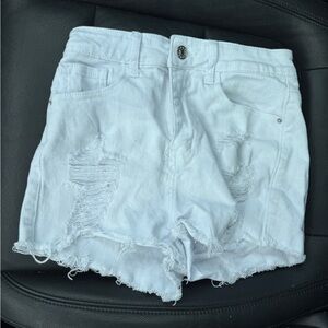 Classic White Distressed Jean Shorts